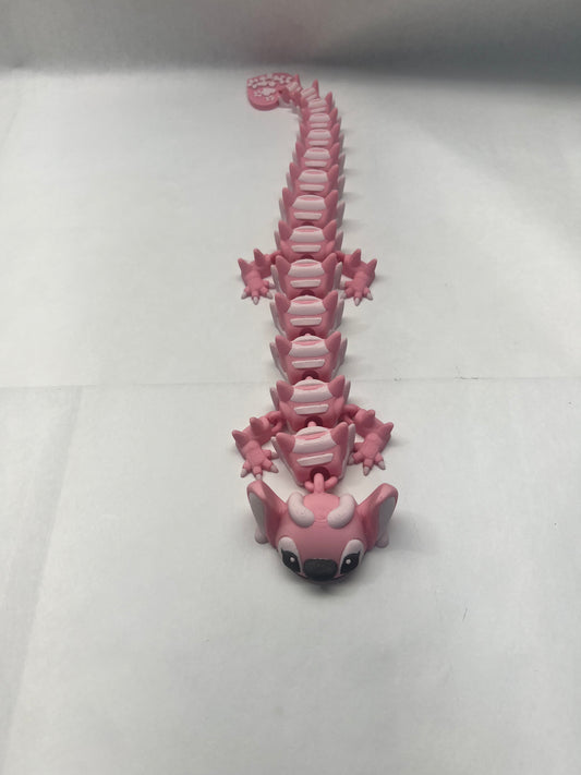 Pink Alien 3D Printed Articulated Dragon Lg
