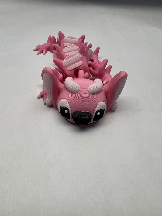 Pink Alien 3D Printed Articulated Dragon SM