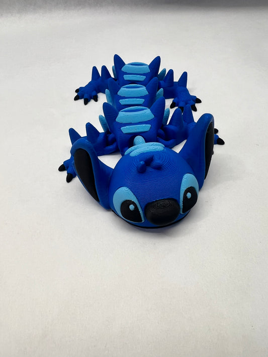 Blue Alien 3D Printed Articulated Dragon SM