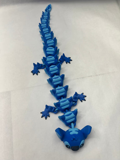 Blue Alien 3D Printed Articulated Dragon Lg