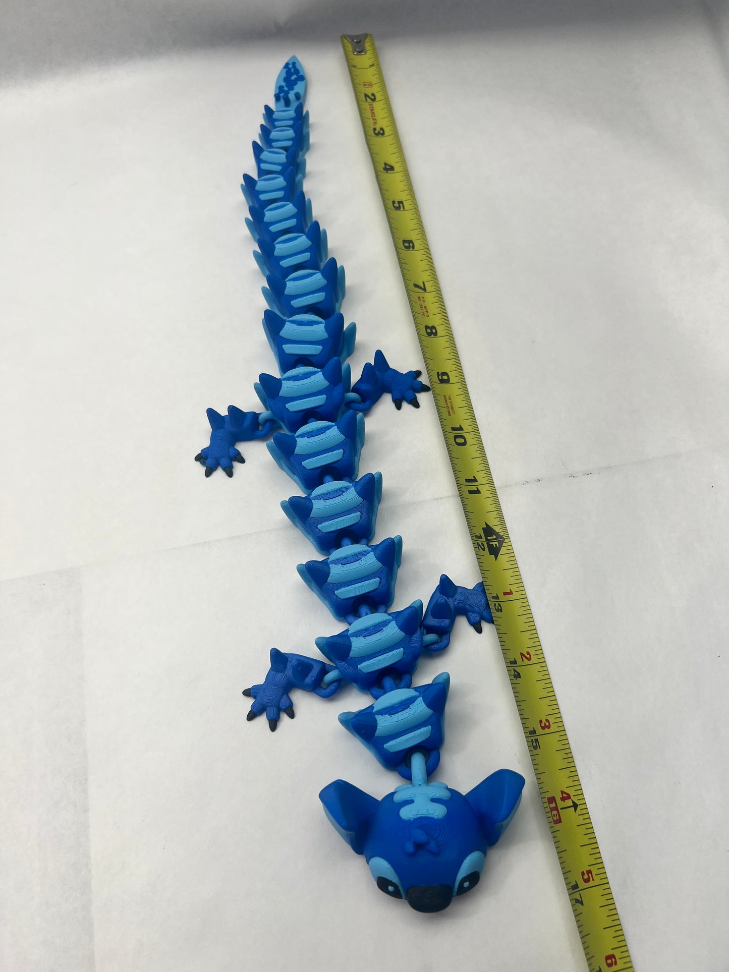 Blue Alien 3D Printed Articulated Dragon Lg